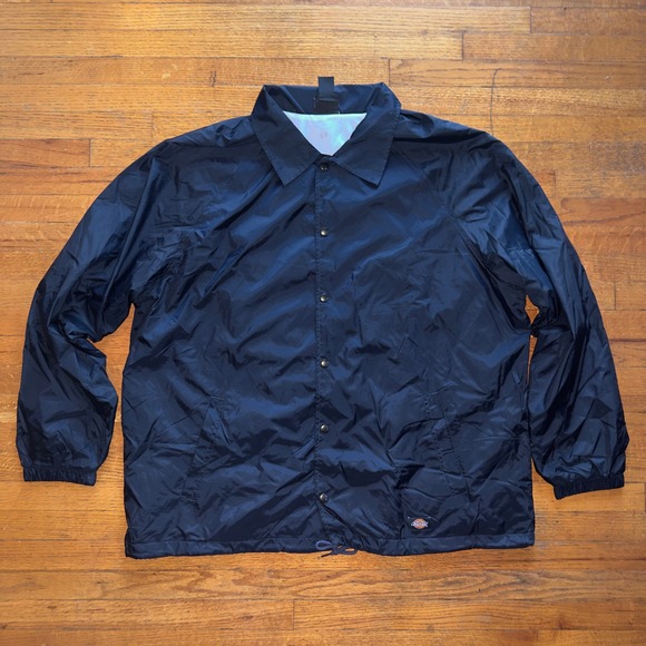 Dickies Black XL Coaches Jacket Lightweight Snap Front Nylon Coat - Picture 1 of 6